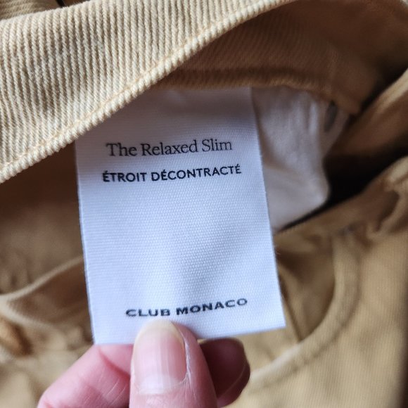 NWoT CLUB MONACO The Relaxed Slim Jeans Zip Yellow Ginger Cotton - Picture 10 of 12